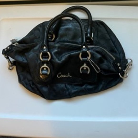Coach Bags Coach Clutch Bag Black Leather And Nylon Good Condtion